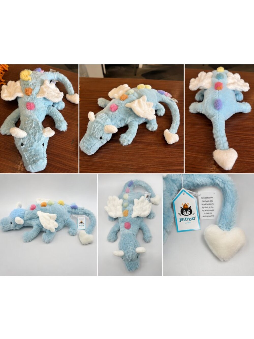 Sky Dragon Plush Stuffed Animal Blue Fantasy Dragon Soft Toy Kids Gift